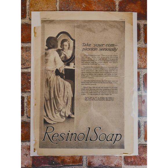 1918 Resinol Soap Woman at Vanity Beauty‎ Routine Original Vtg PRINT AD - Picture 2 of 12